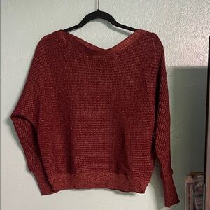 Sparkly Maroon Slouch Sweater
